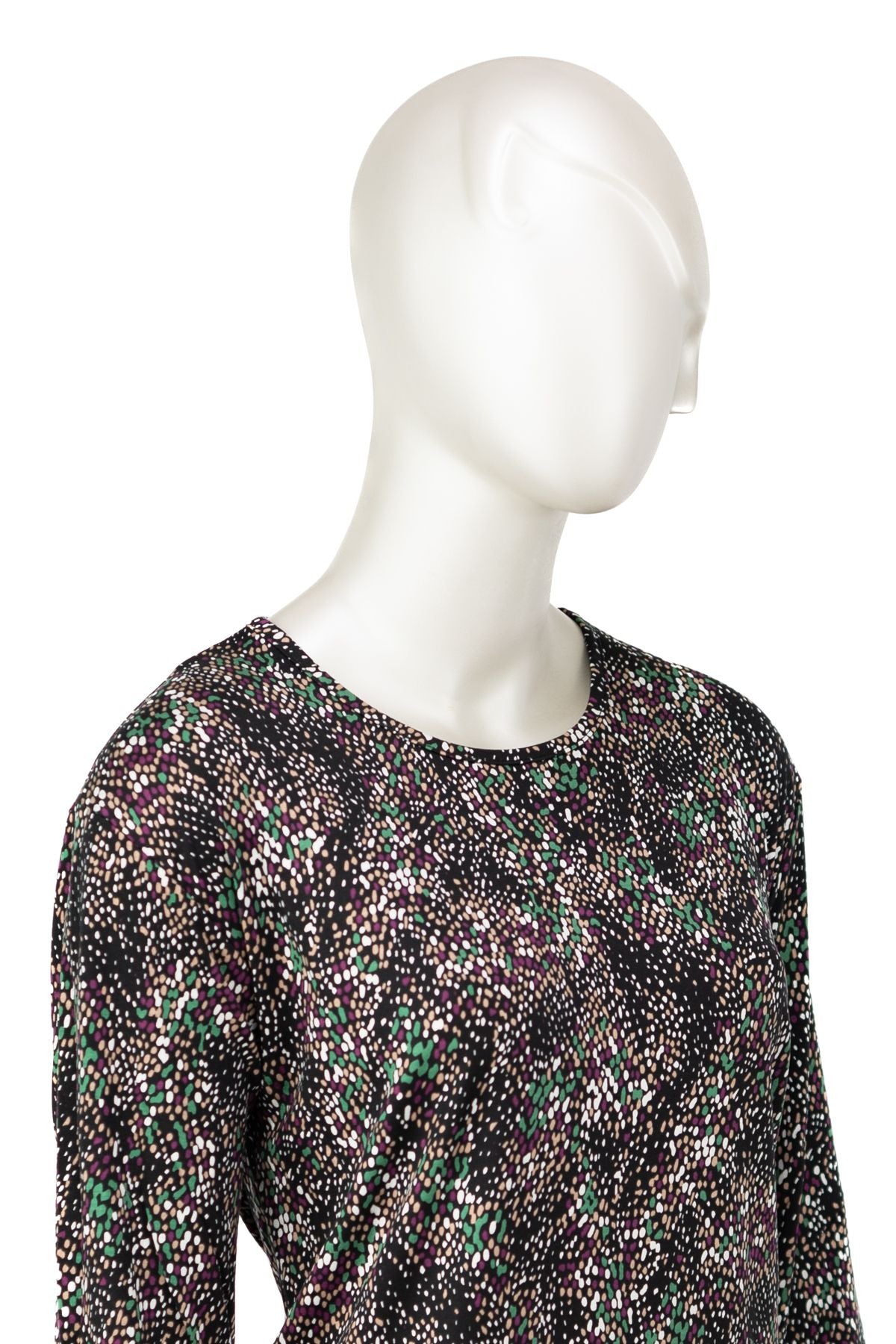 Kadın Turlu Viskon Penye Kumaş Anne Bluz Şık Puantiye Desenli Likralı Yuvarlak Yaka TamKalıp